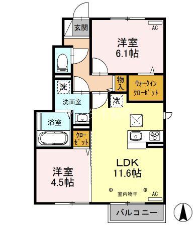フランボワーズ(2LDK/1階)の間取り写真