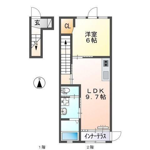 メゾンさくら(1LDK/2階)の間取り写真