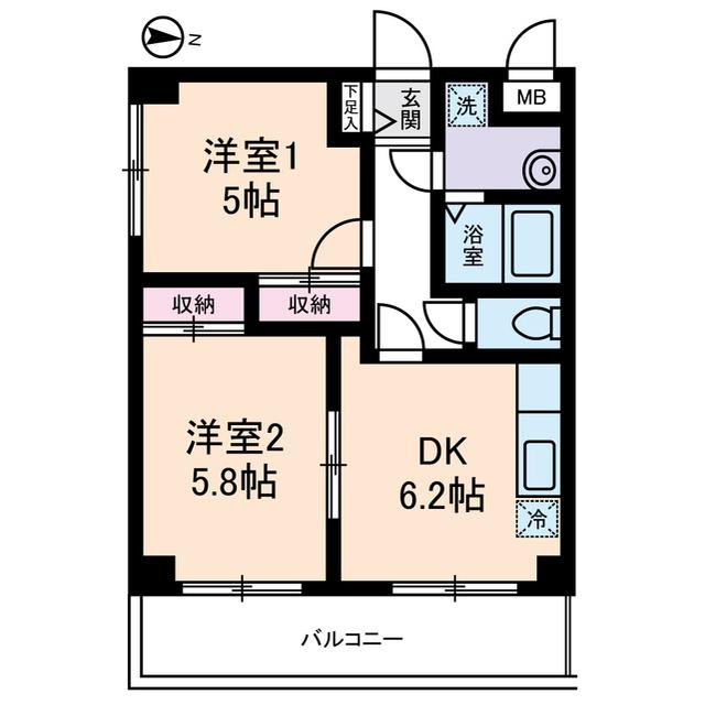 パークサイドU(2DK/3階)の間取り写真