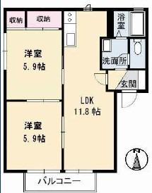 エスペランサA棟(2LDK/1階)の間取り写真