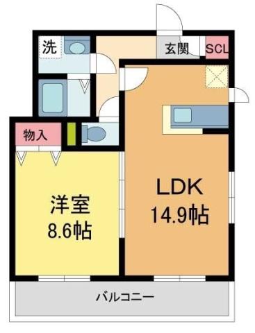 シャーメゾン千代田夙川(1LDK/3階)の間取り写真