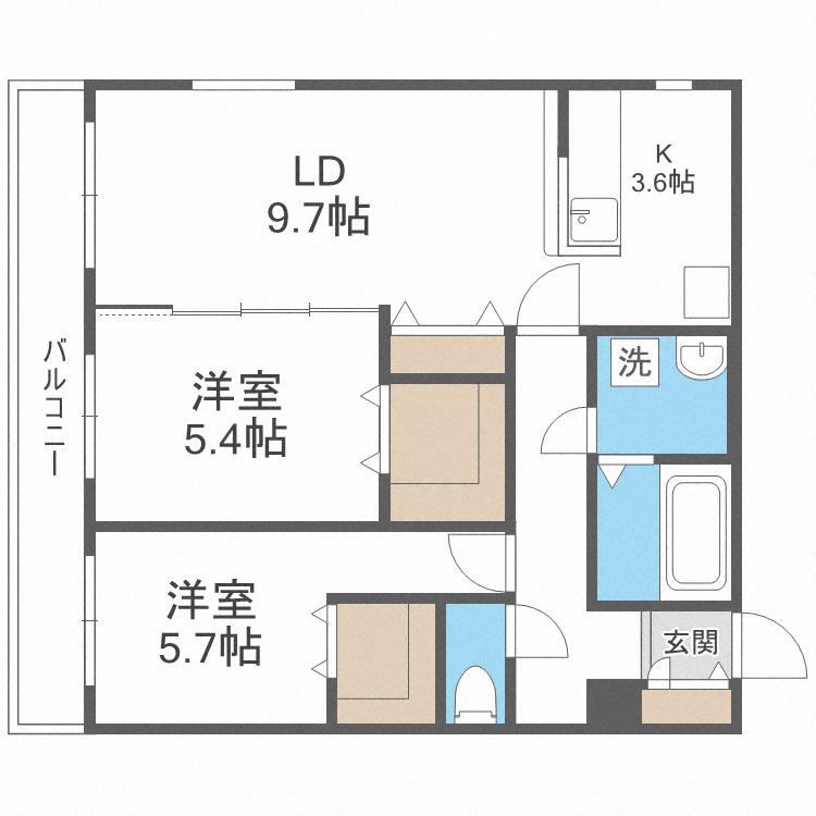 URBAN PROUD(2LDK/4階)の間取り写真