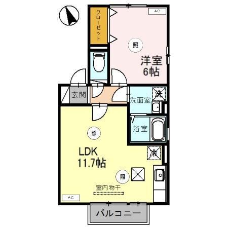 リバーサイドハイツ(1LDK/1階)の間取り写真