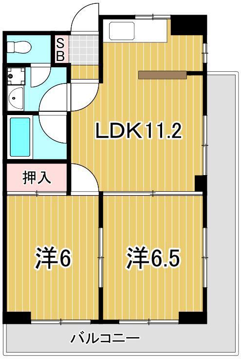 パレスあすてりあ(2LDK/4階)の間取り写真