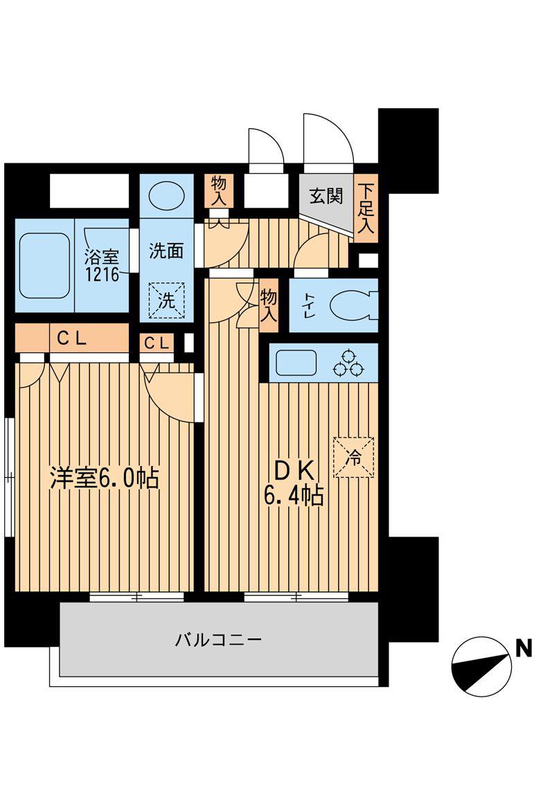 ラポール三田(1DK/9階)の間取り写真