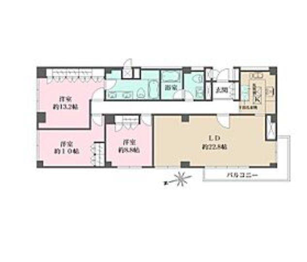 広尾シダーコート(3LDK/1階)の間取り写真