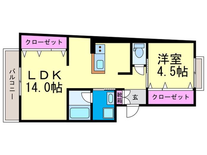 マンション東岡(1LDK/3階)の間取り写真