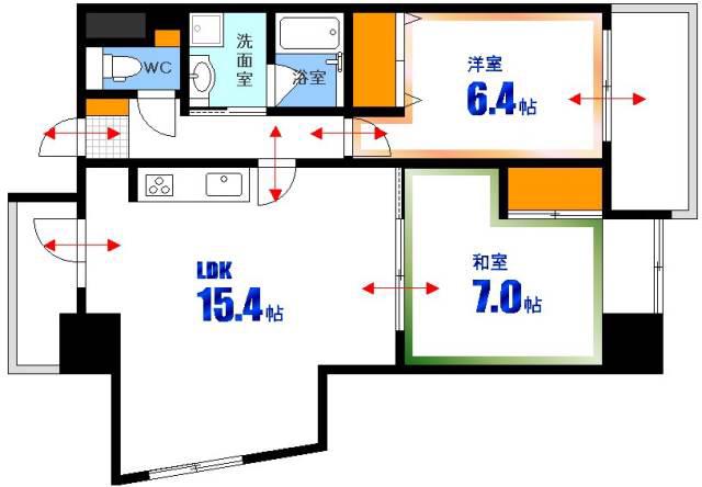 FKJ上天満(2LDK/9階)の間取り写真