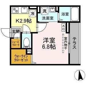 グリーンコーポII(1K/1階)の間取り写真