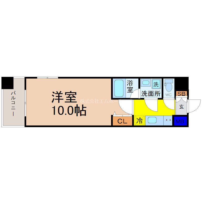 ヴィルクレア桜山(1K/9階)の間取り写真