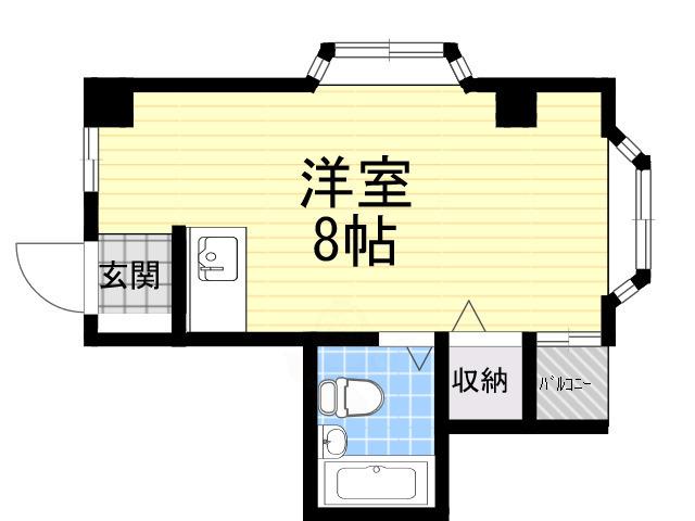 シャイン廣瀬(ワンルーム/3階)の間取り写真