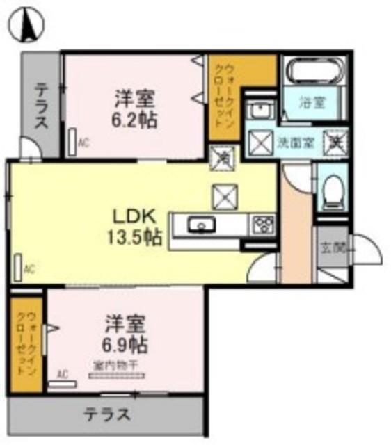 LE CIEL BLEU(2LDK/2階)の間取り写真