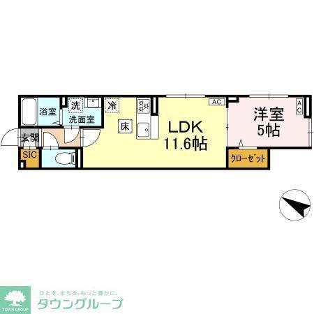 セレスティア大森東(1LDK/1階)の間取り写真