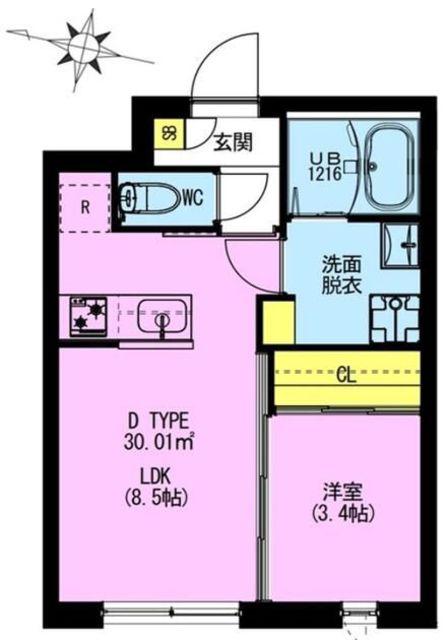 ADORE URBAN大森町A(1LDK/3階)の間取り写真