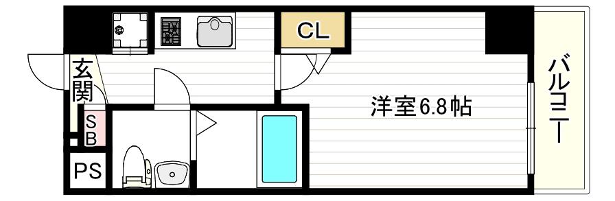 カインド四貫島(1K/4階)の間取り写真