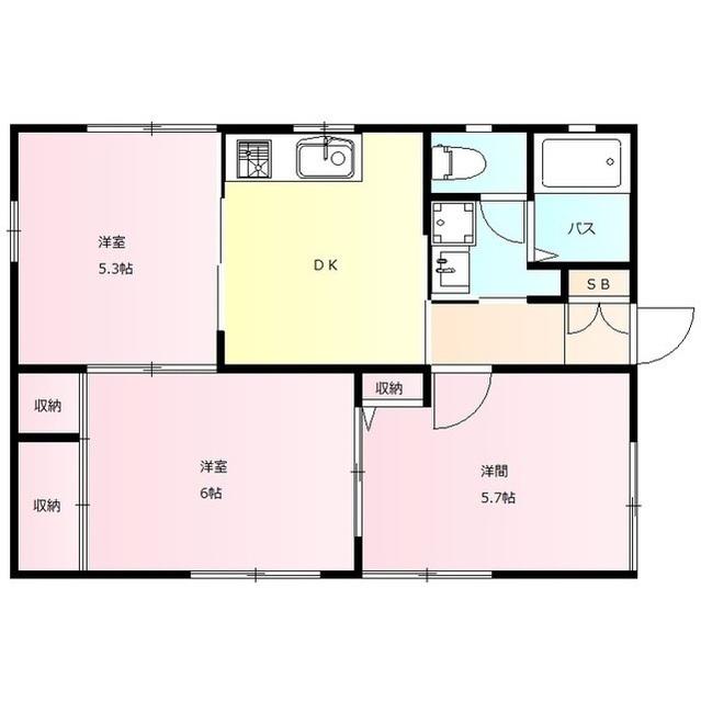 オークハイツ C(3DK/2階)の間取り写真