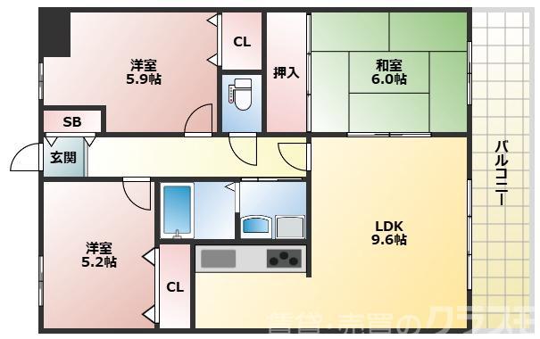 ケントマンション(3LDK/2階)の間取り写真