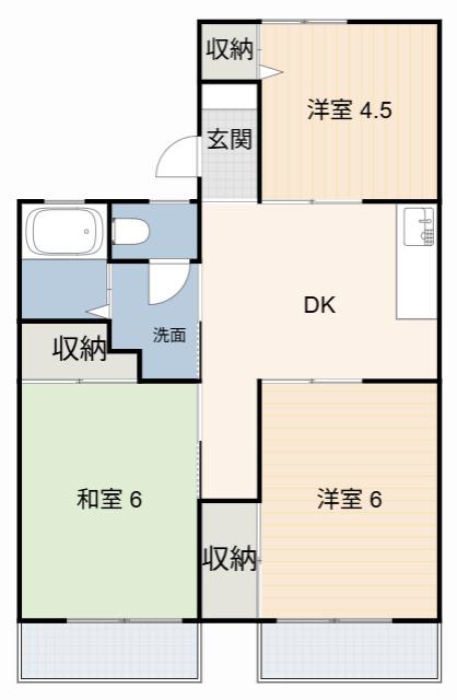 パークハウス二本木 C(3DK/1階)の間取り写真