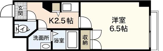 ベルビュー河原町(1K/2階)の間取り写真