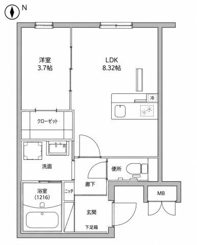 LEGALAND福島ノース(1LDK/4階)の間取り写真