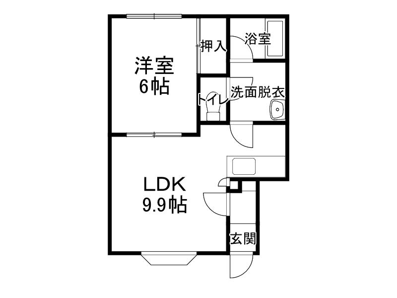 イーストハウス(1DK/2階)の間取り写真