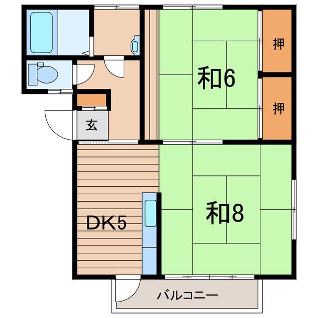 HILLS松川浦B棟(2DK/1階)の間取り写真