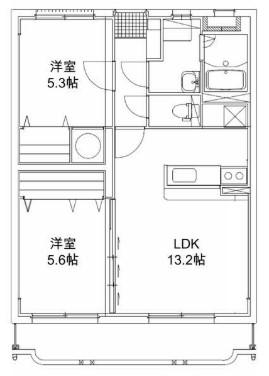 オレンジハウス(2LDK/2階)の間取り写真