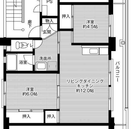 ビレッジハウス白川(2LDK/5階)の間取り写真