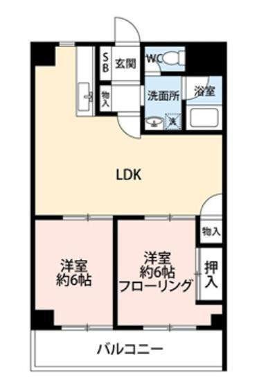 布施ビルI(2LDK/4階)の間取り写真