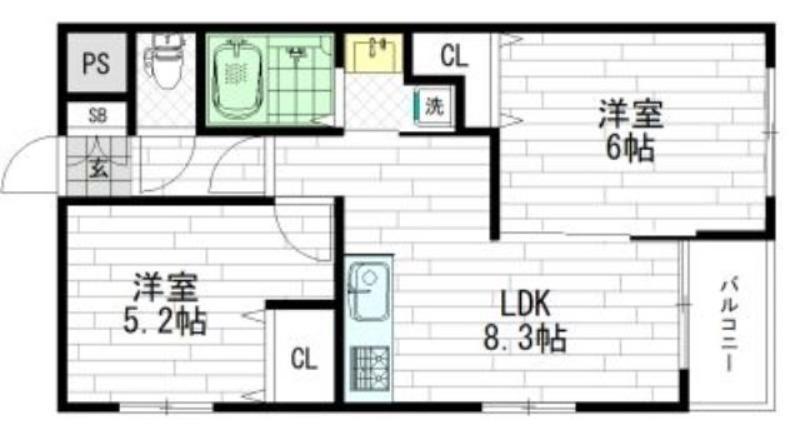 LEE STAR HEIGHTS(2LDK/4階)の間取り写真