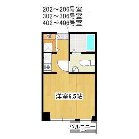 アーベイン朝倉(1K/4階)の間取り写真