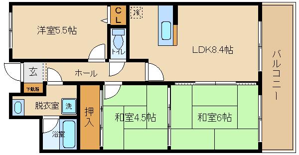 ルキア国分西(3LDK/4階)の間取り写真