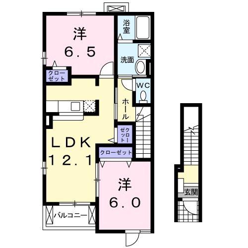 グリムローズガーデン(2LDK/2階)の間取り写真