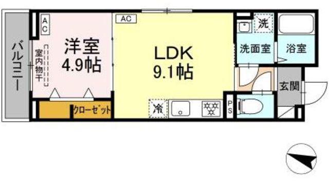 JR常磐線 金町駅 徒歩30分 3階建 新築(1LDK/2階)の間取り写真