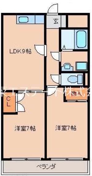 グランドヒル野中(2LDK/1階)の間取り写真