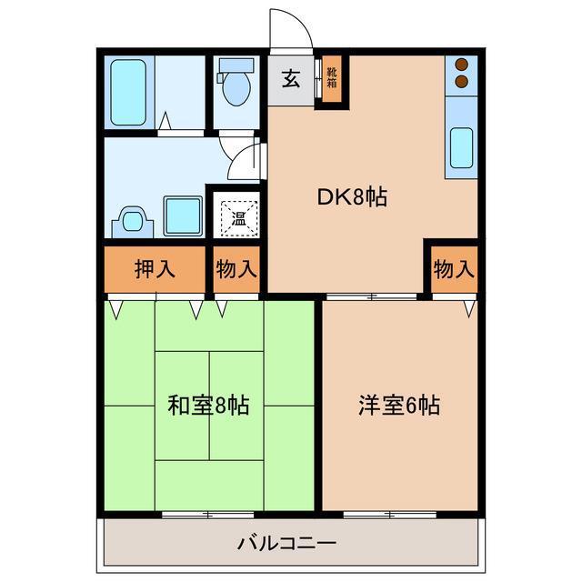 マンションみやび(2DK/1階)の間取り写真