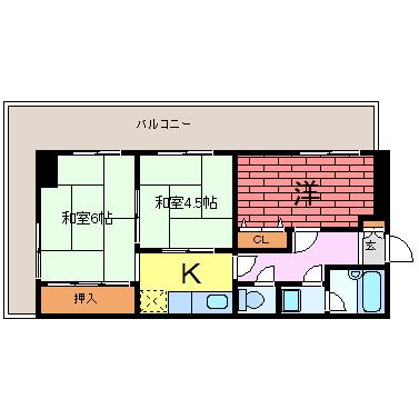 ヴィラコート三宮(3K/5階)の間取り写真
