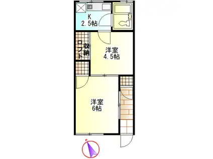 第1こだま荘(2K/2階)の間取り写真