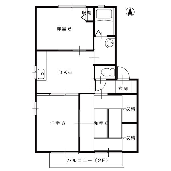 シャーメゾン中央A棟(3DK/2階)の間取り写真