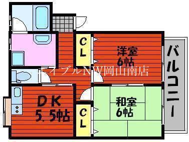 フェレット下中野(2DK/1階)の間取り写真