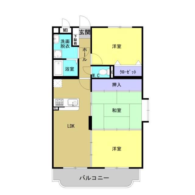ビュースカイ(3LDK/2階)の間取り写真