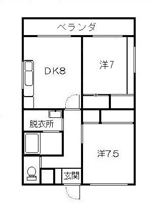 西海マンション(2DK/4階)の間取り写真