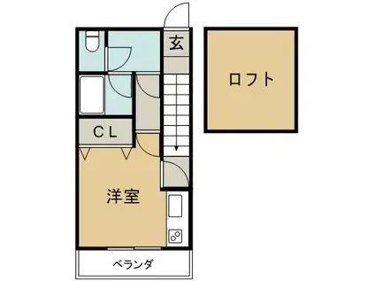 ラヴィ・アン・ドゥ II(ワンルーム/2階)の間取り写真