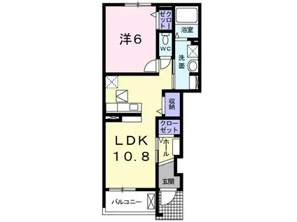 グレースTOKI(1LDK/1階)の間取り写真
