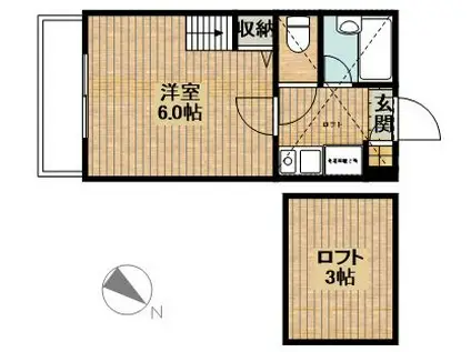 プレシャスハイツ武蔵中原C棟(1K/1階)の間取り写真