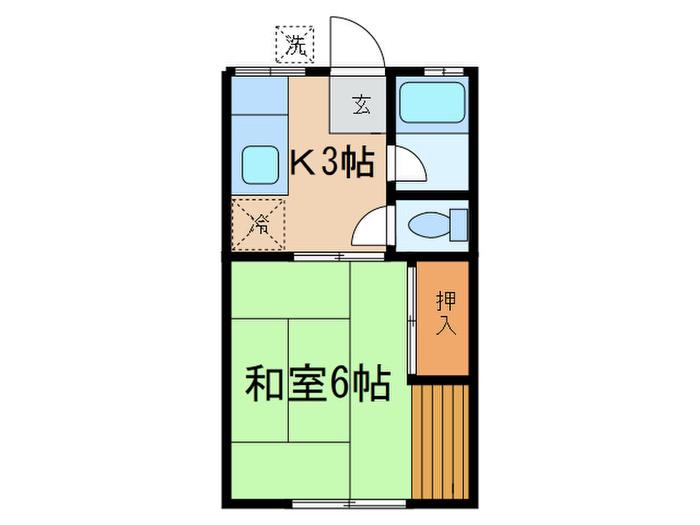 カトルセゾン(1K/2階)の間取り写真