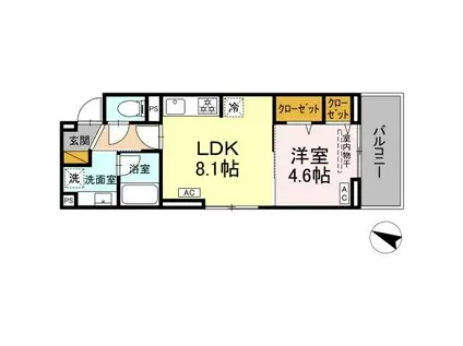 コニフェールI(1LDK/3階)の間取り写真