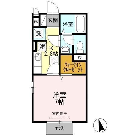 フォルトゥーナ(1K/1階)の間取り写真