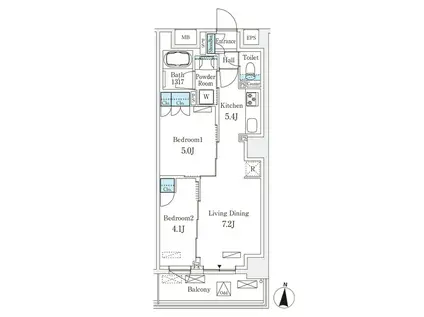 ロイジェントパークス押上錦糸町(2LDK/6階)の間取り写真