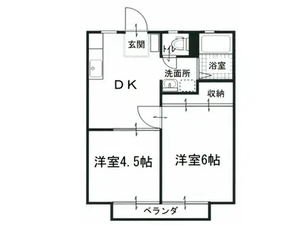 室本ハイツ(2DK/2階)の間取り写真